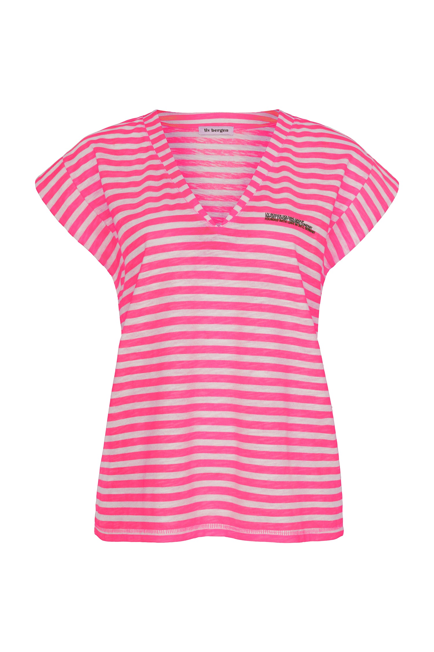 Liv Bergen T-Shirt Stripe in neon pink