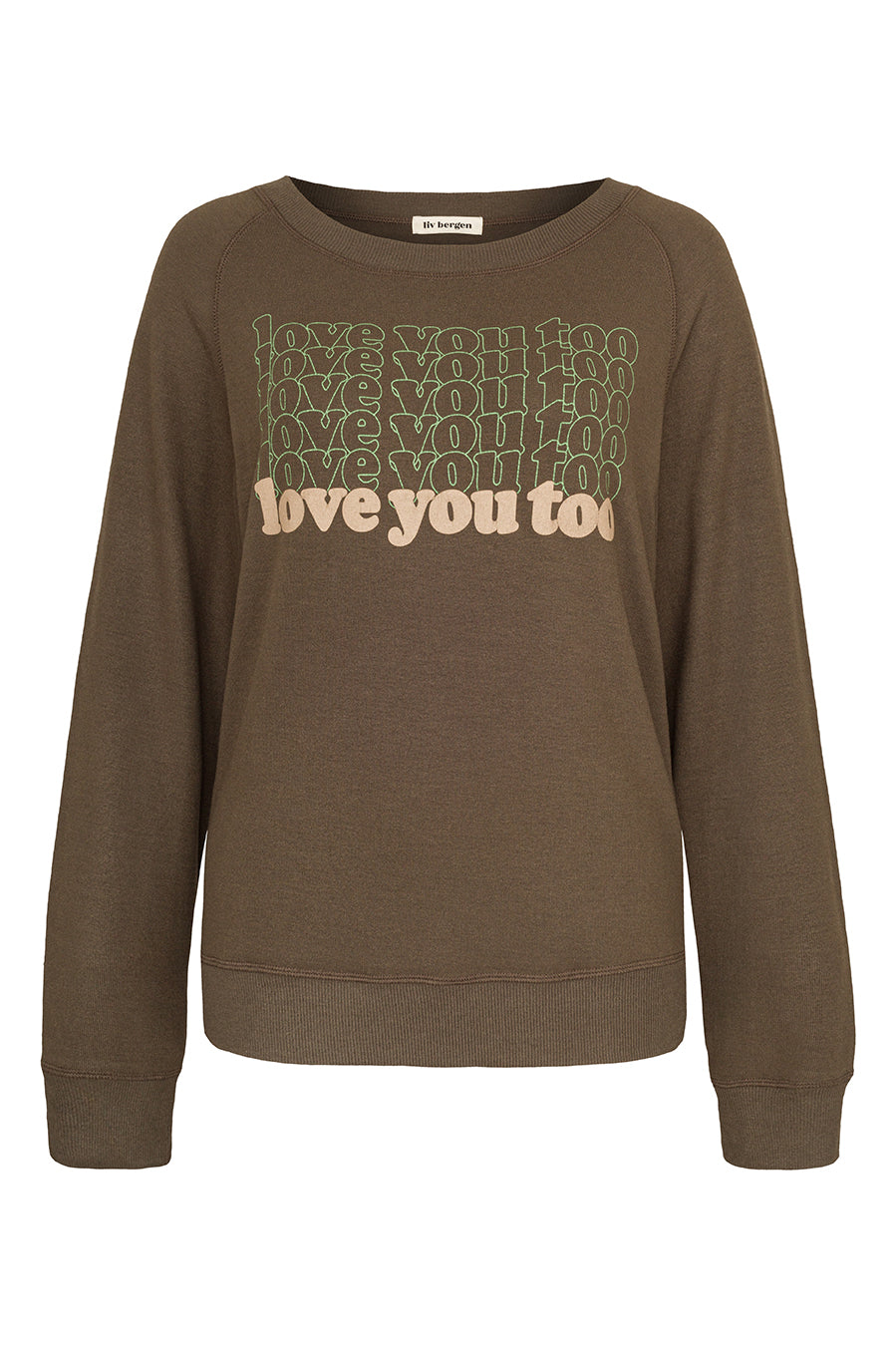 Liv Bergen Sweater LOVE in greg green