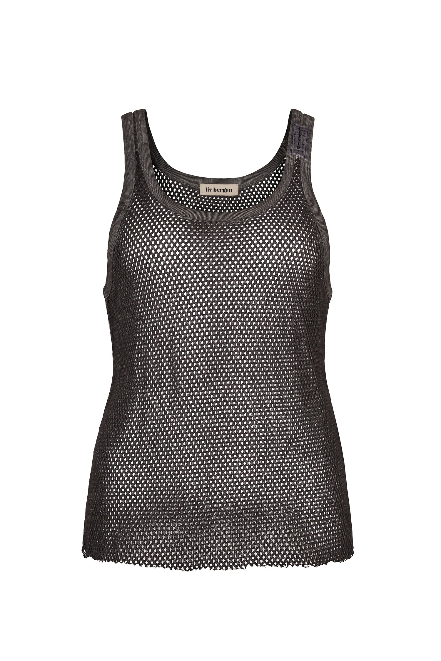 Liv Bergen Top Net in charcoal