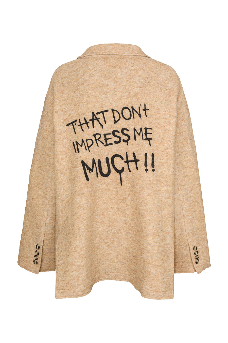 Liv Bergen Oversized Jacke "THAT DON'T IMPRESS ME MUCH" in sand