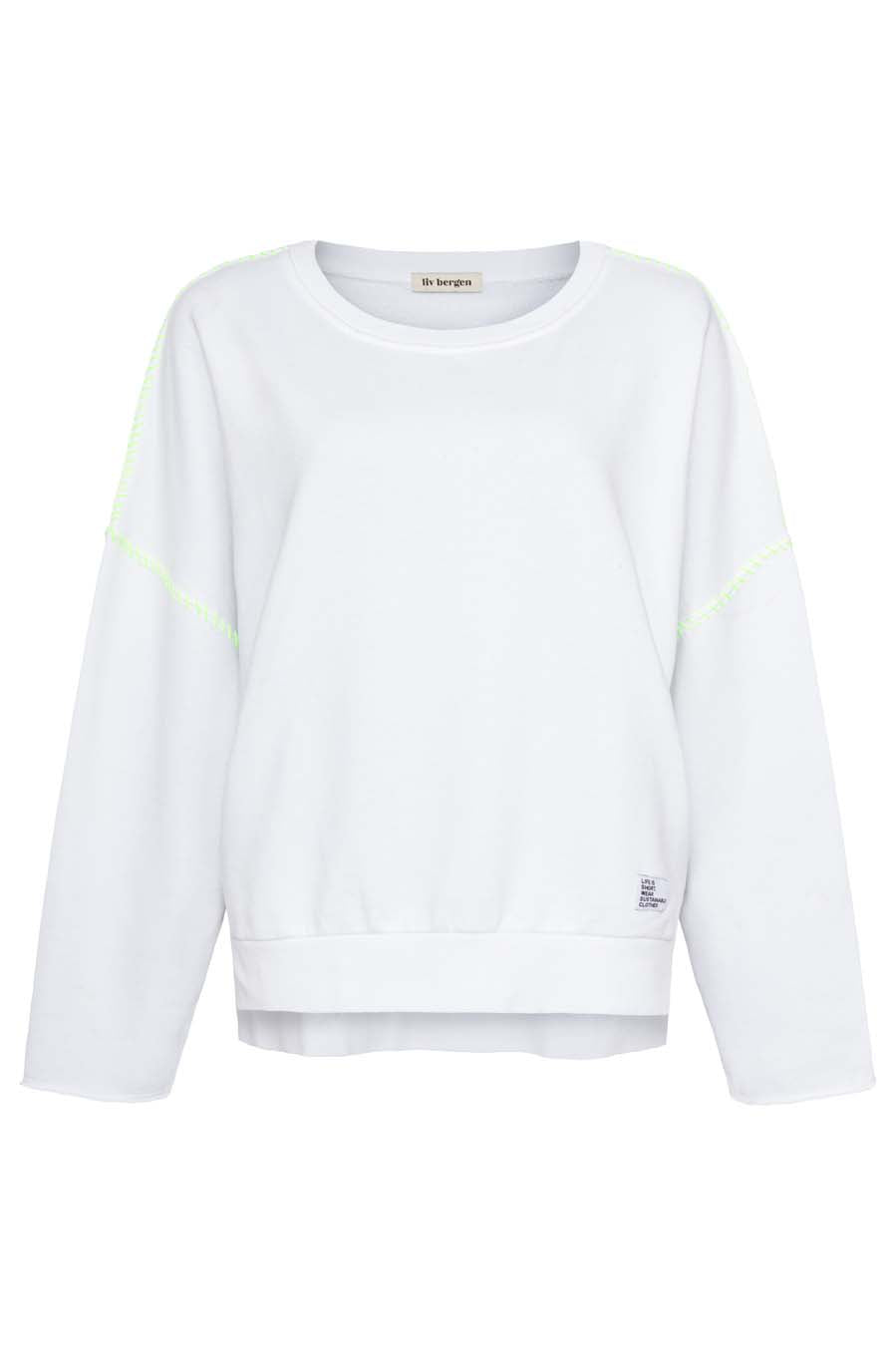 Liv Bergen Sweater "100% Organic Cotton" handstitched in optic white