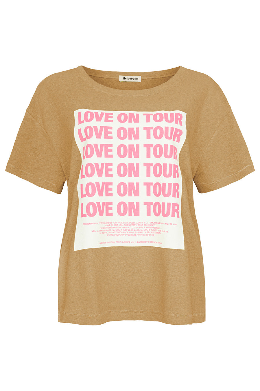 Liv Bergen T-Shirt LOVE ON TOUR in hazelnut